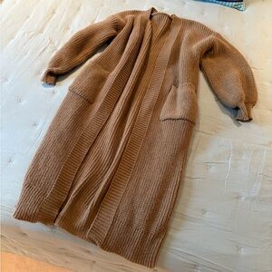 Cozy Brown LONG Knit Cardigan
